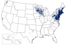 Map of Lyme prevalence in U.S.