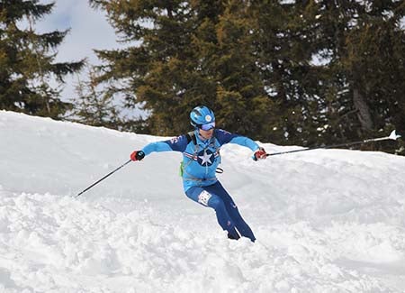 Rory Kelly skiing at Pierra Menta race in France.